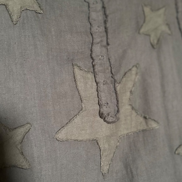 Magnolia Pearl Cassiel Linen Star Applique Distressed Dress - CLAY - Picture 5 of 6